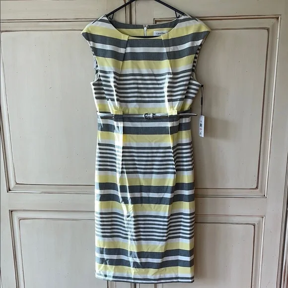 Calvin Klein Yellow and Gray Midi Dress - Picture 1 of 7